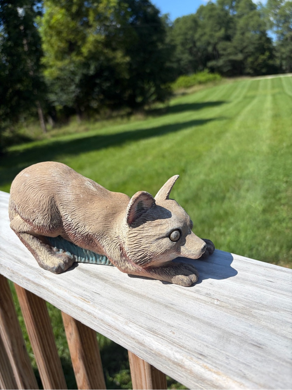 Resin Sitting Fox Figurine Garden  Animal Statue Table Decor 90’s Vintage